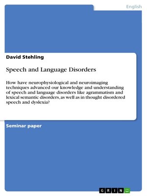 cover image of Speech and Language Disorders